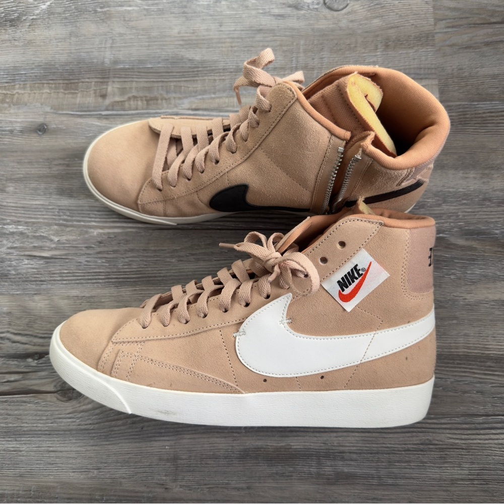 Nike Women’s High-Top Sneakers in Beige and White